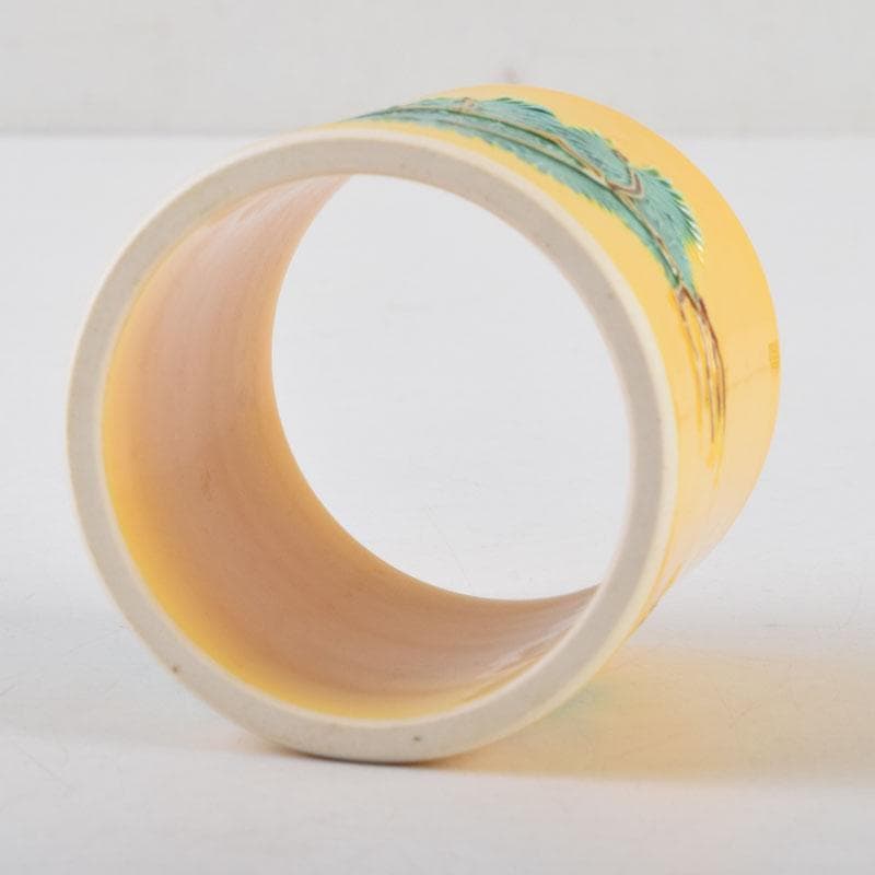 茶道具　中村翠嵐作　黄交趾　根引松　蓋置　共箱　V　9119