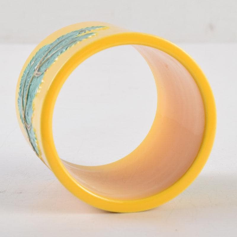 茶道具　中村翠嵐作　黄交趾　根引松　蓋置　共箱　V　9119