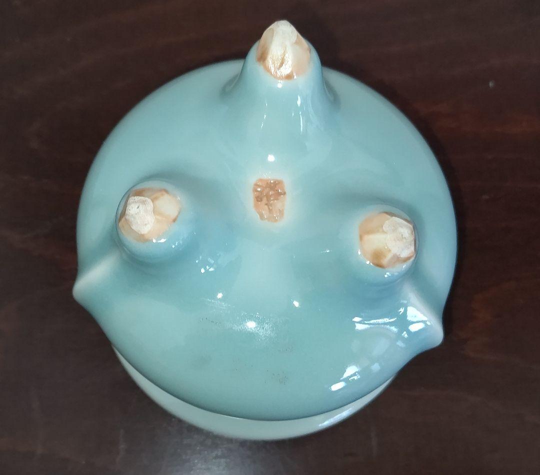 平安洛山作 香炉 三足炉 青瓷香爐 木箱入