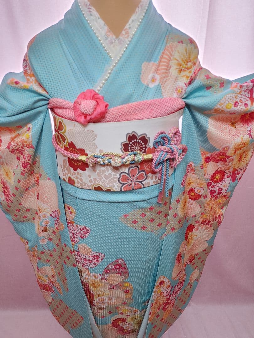 豪華振袖 　袋帯　帯揚げ　帯締め　水色　ANTEPRIMA