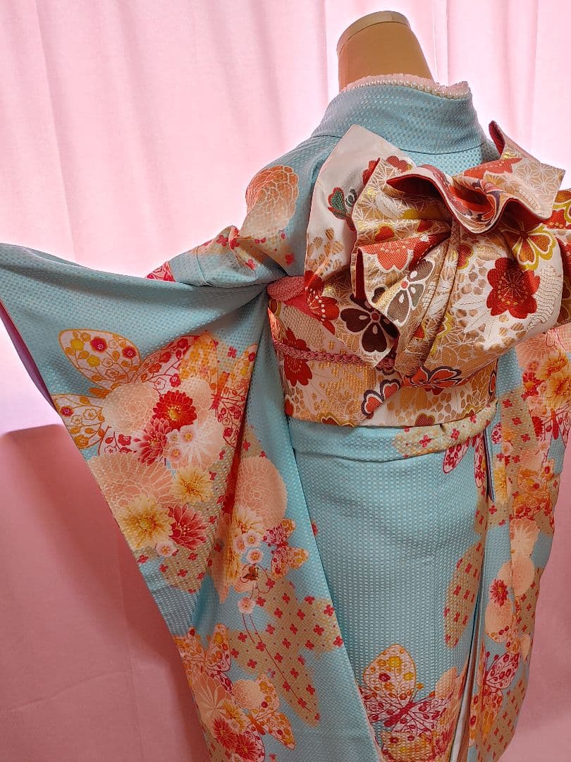 豪華振袖 　袋帯　帯揚げ　帯締め　水色　ANTEPRIMA