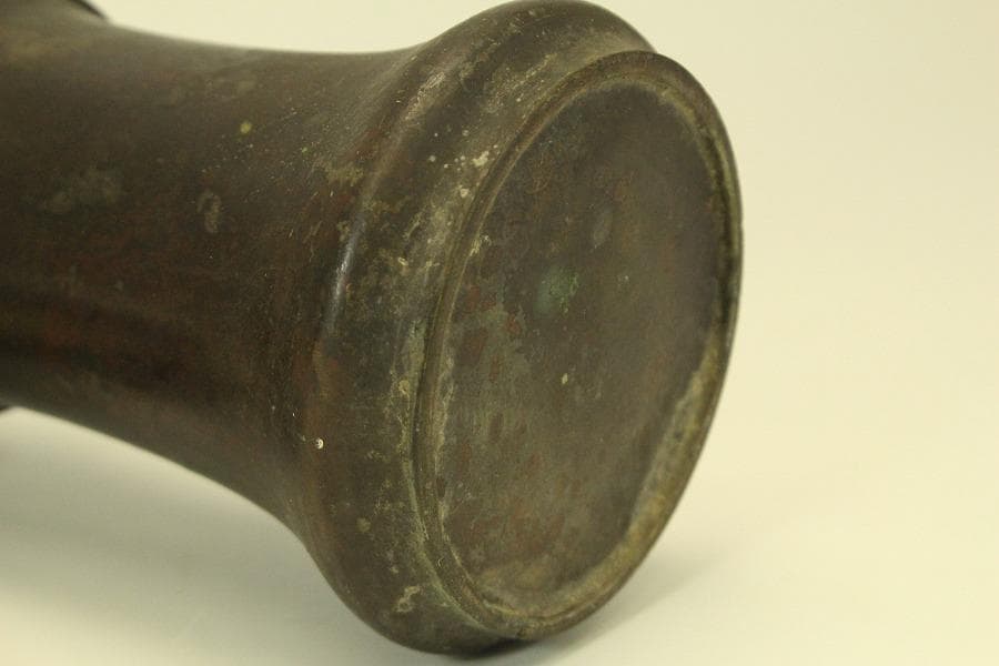 古銅 尊式 花器 高37.3cm 時代物 古美術 京都古寺蔵品(BB508)