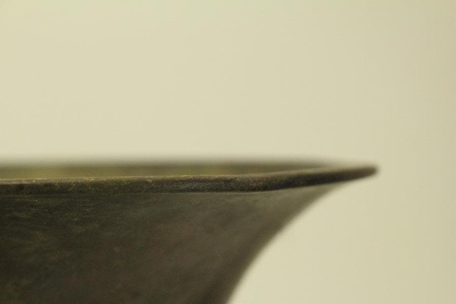 古銅 尊式 花器 高37.3cm 時代物 古美術 京都古寺蔵品(BB508)