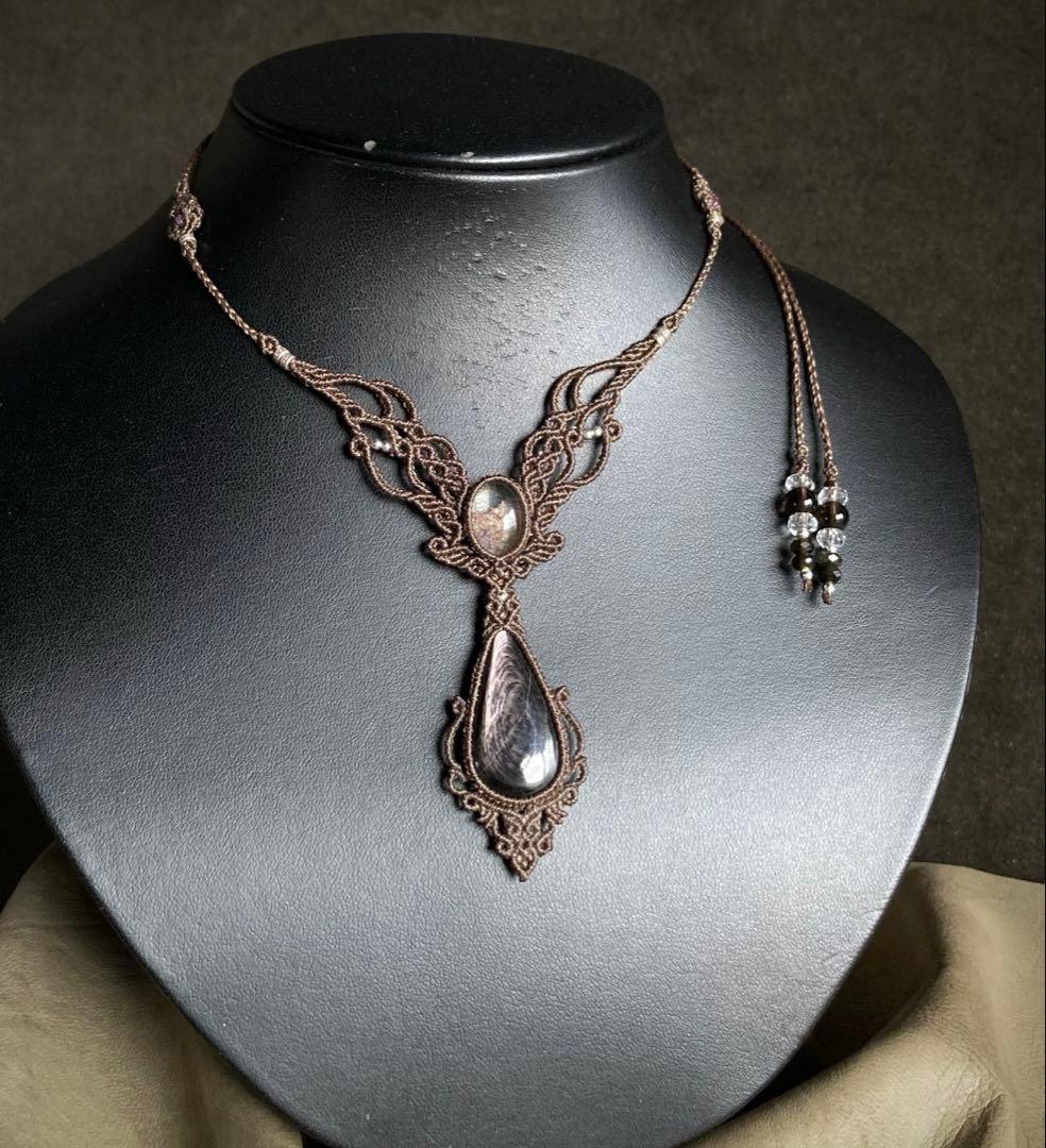 ハイパーシーン　ガーデンクォーツ　マクラメネックレス