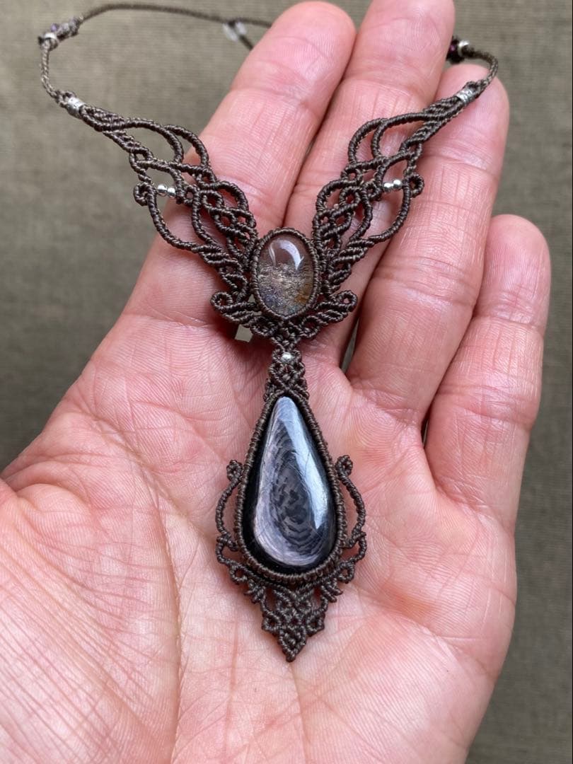 ハイパーシーン　ガーデンクォーツ　マクラメネックレス