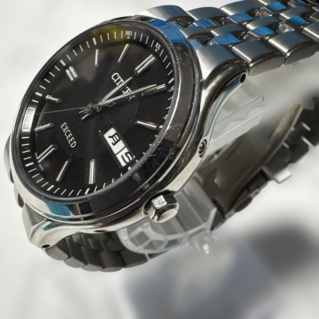 シチズン エクシード H100-T018661 電波ソーラー チタン　黒色文字盤