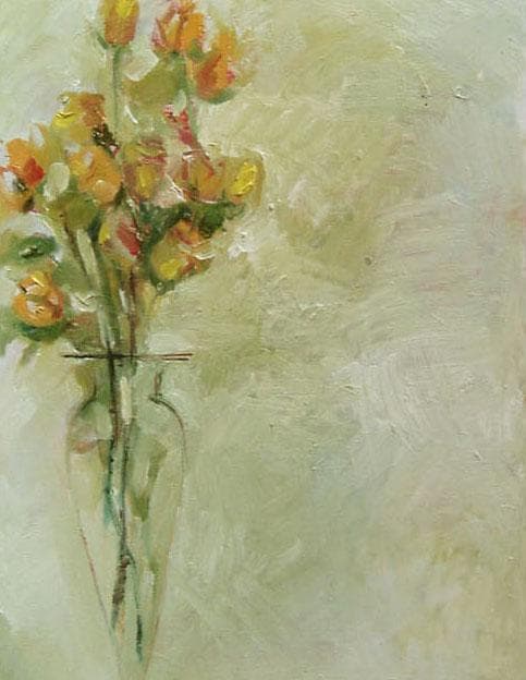 油絵 菅家令子 絵 絵画 インテリア 額付(白) uF6-113402 花 ばら