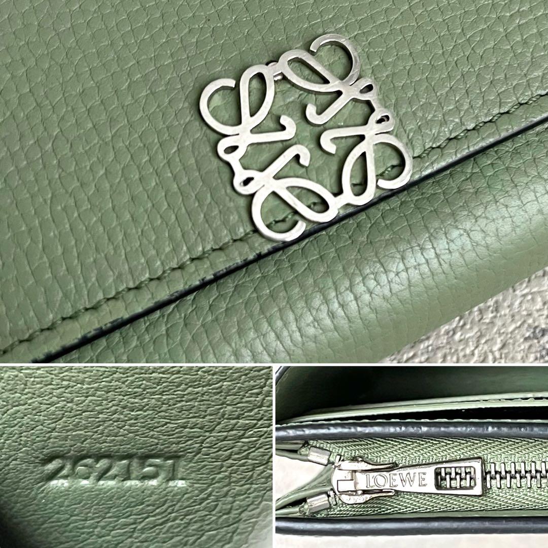 ✨極美品✨️LOEWE アナグラム コンパクト フラップウォレット ローズマリー