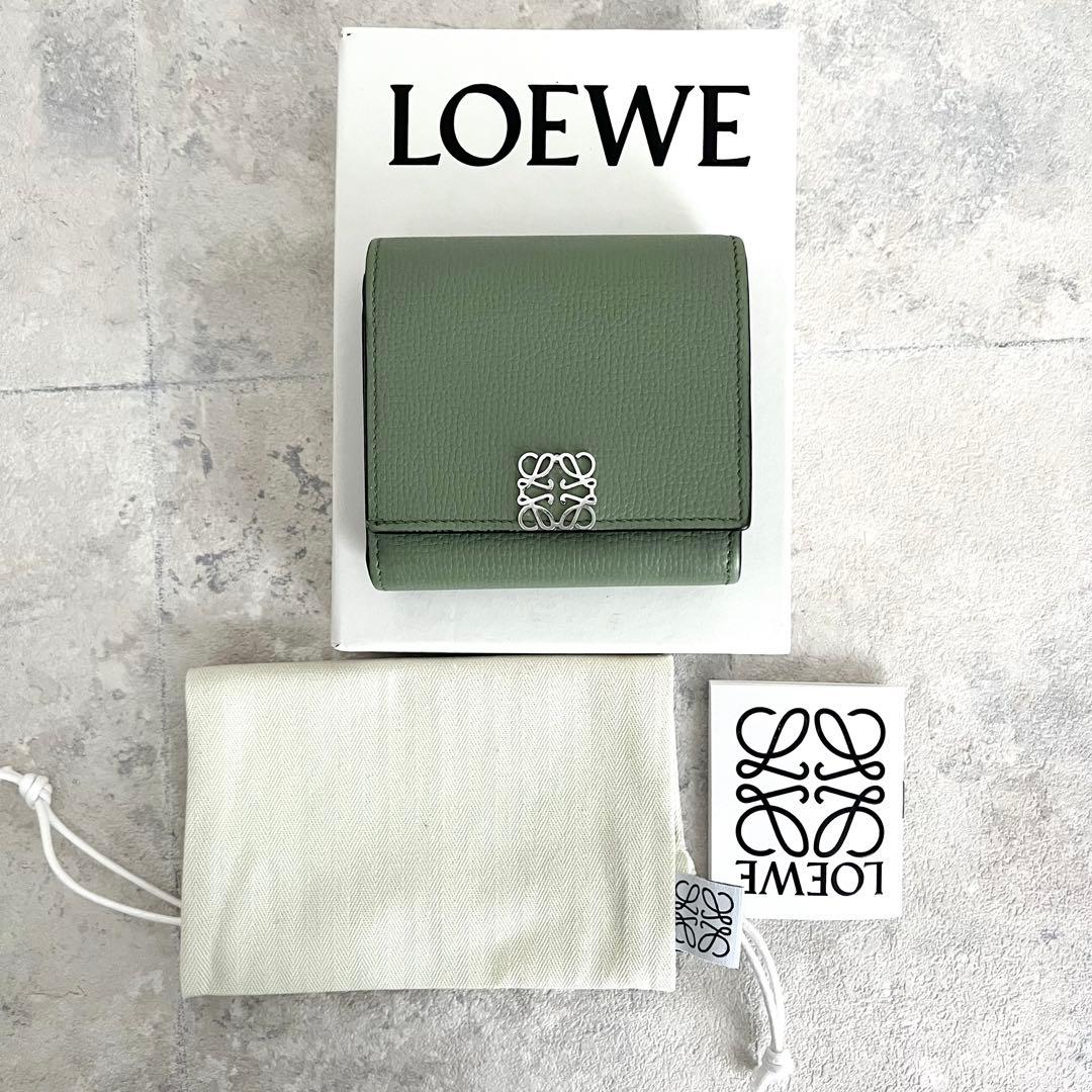 ✨極美品✨️LOEWE アナグラム コンパクト フラップウォレット ローズマリー