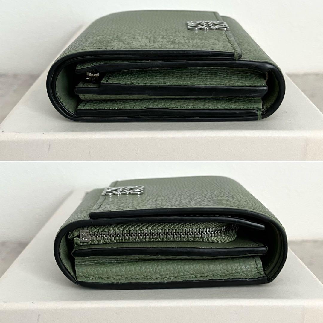 ✨極美品✨️LOEWE アナグラム コンパクト フラップウォレット ローズマリー