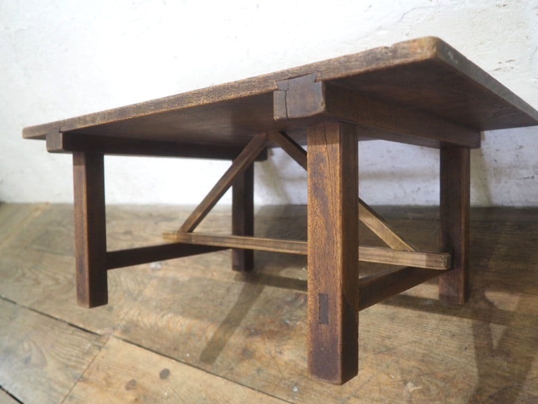 1103 アンティーク　栗のちゃぶ台　文机　座卓　陳列台　ローテーブル　レトロ