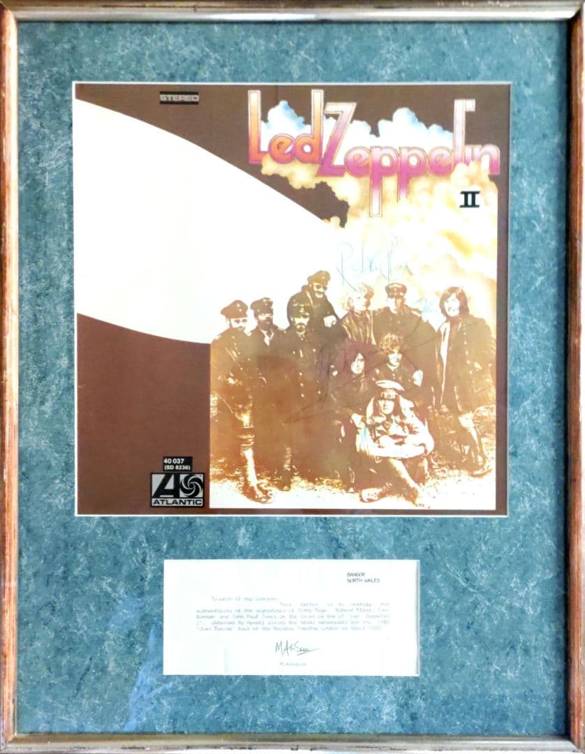 ☕【直筆サイン・鑑定文書付】レッドツェッペリン　Ⅱ　LPジャケット