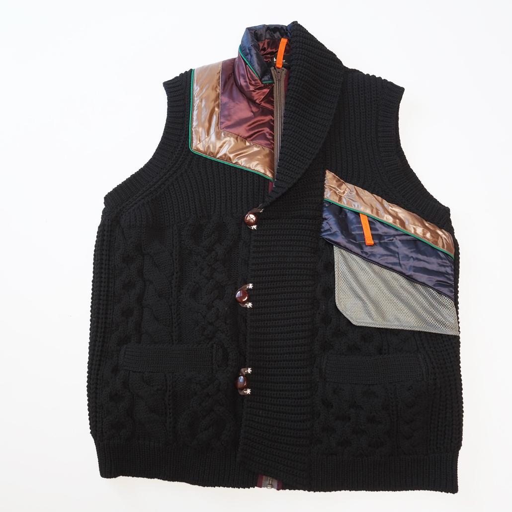 美品 kolor 2024SS 異素材ミックスニットベスト 再構築 カラー