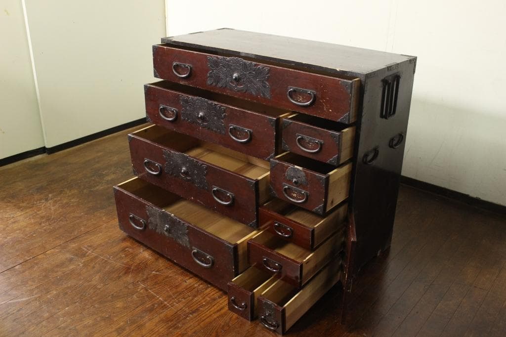 明治時代！最上地方の衣装箪笥 丸金具 時代箪笥/古民家/チェスト/収納/無垢材