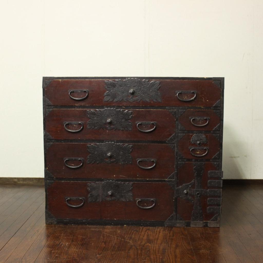 明治時代！最上地方の衣装箪笥 丸金具 時代箪笥/古民家/チェスト/収納/無垢材
