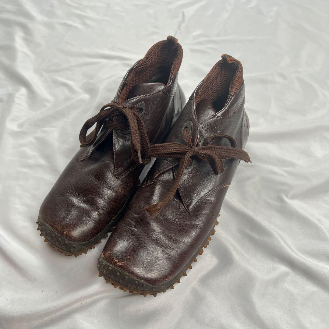 靴 miu miu bubble sole leather shoes brown