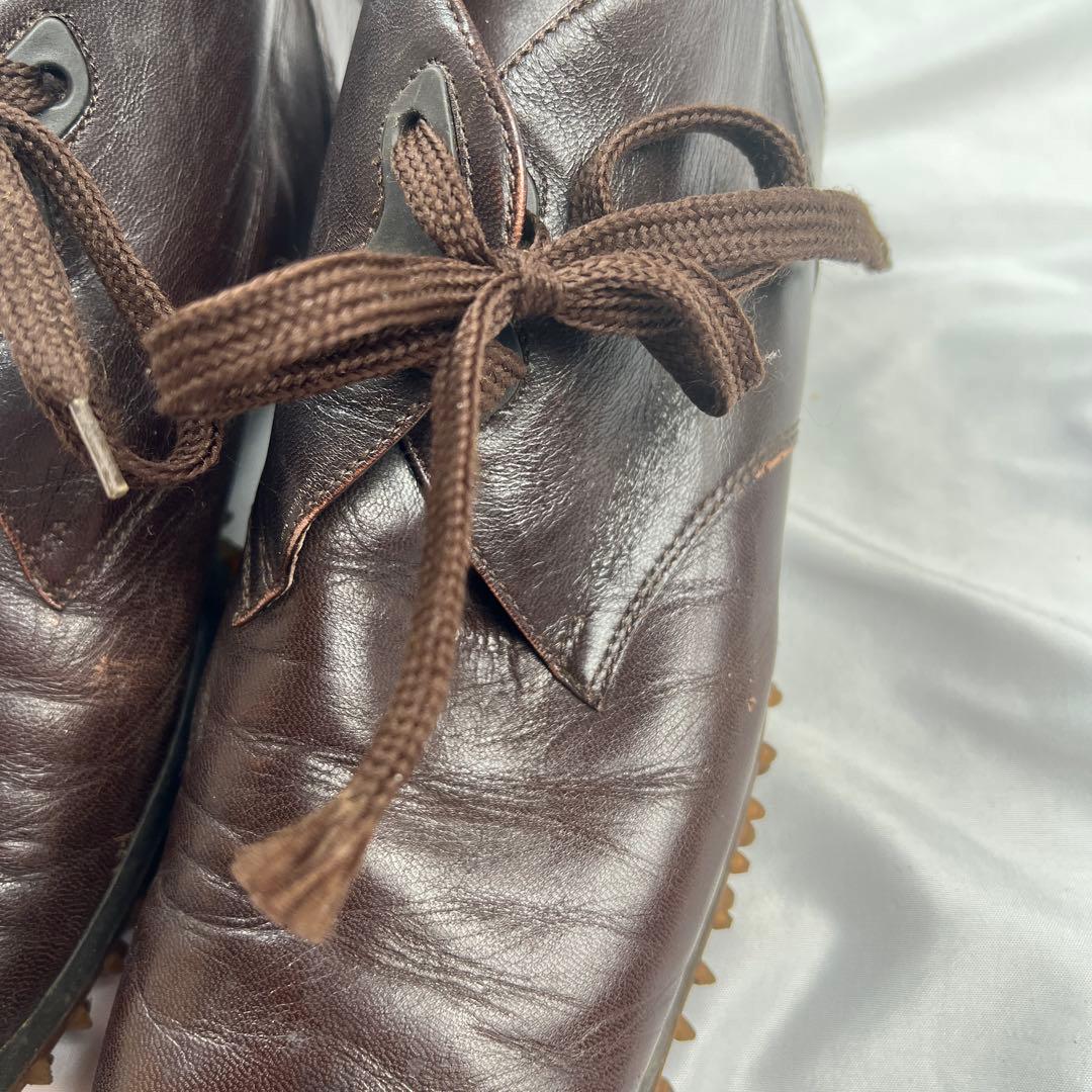 靴 miu miu bubble sole leather shoes brown