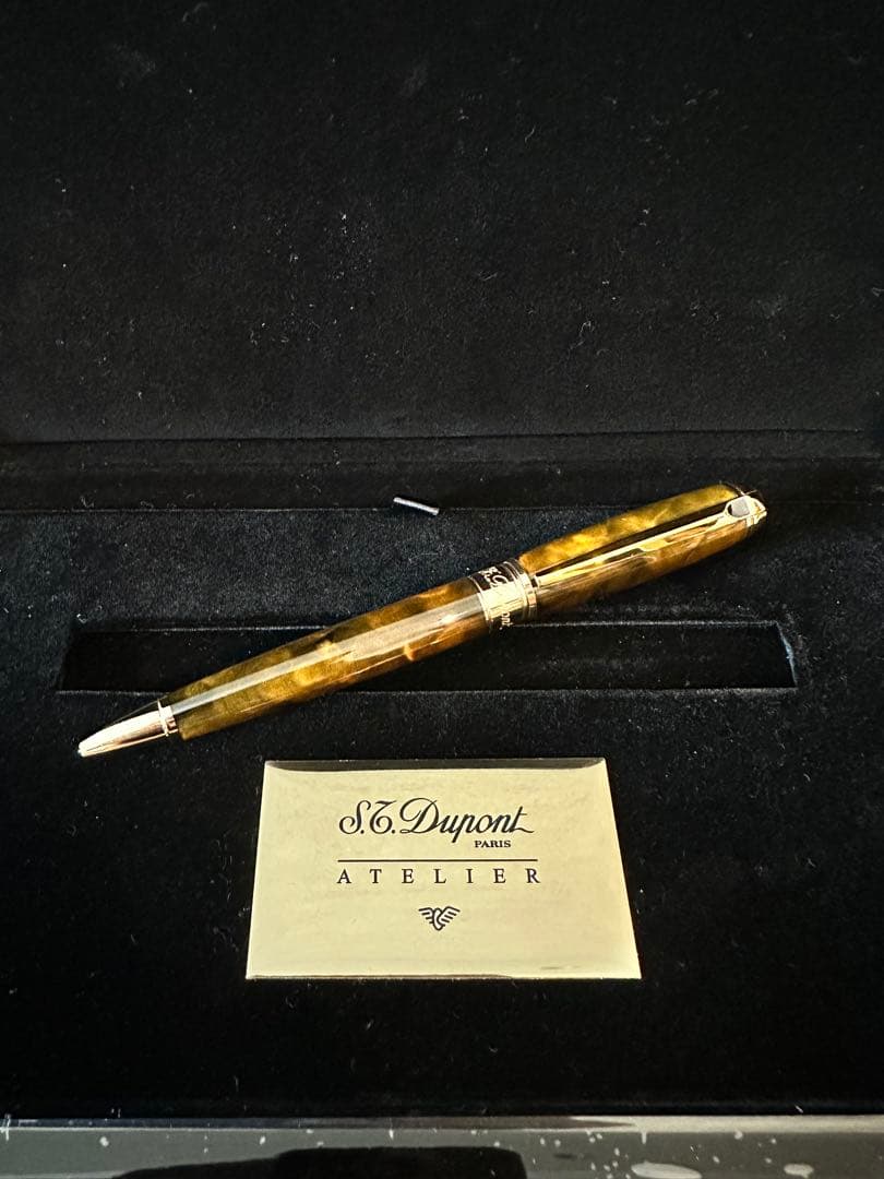 エス・テー・デュポン「ラインD ボールペン　ラージ 純正漆(ブラウンゴールド)」