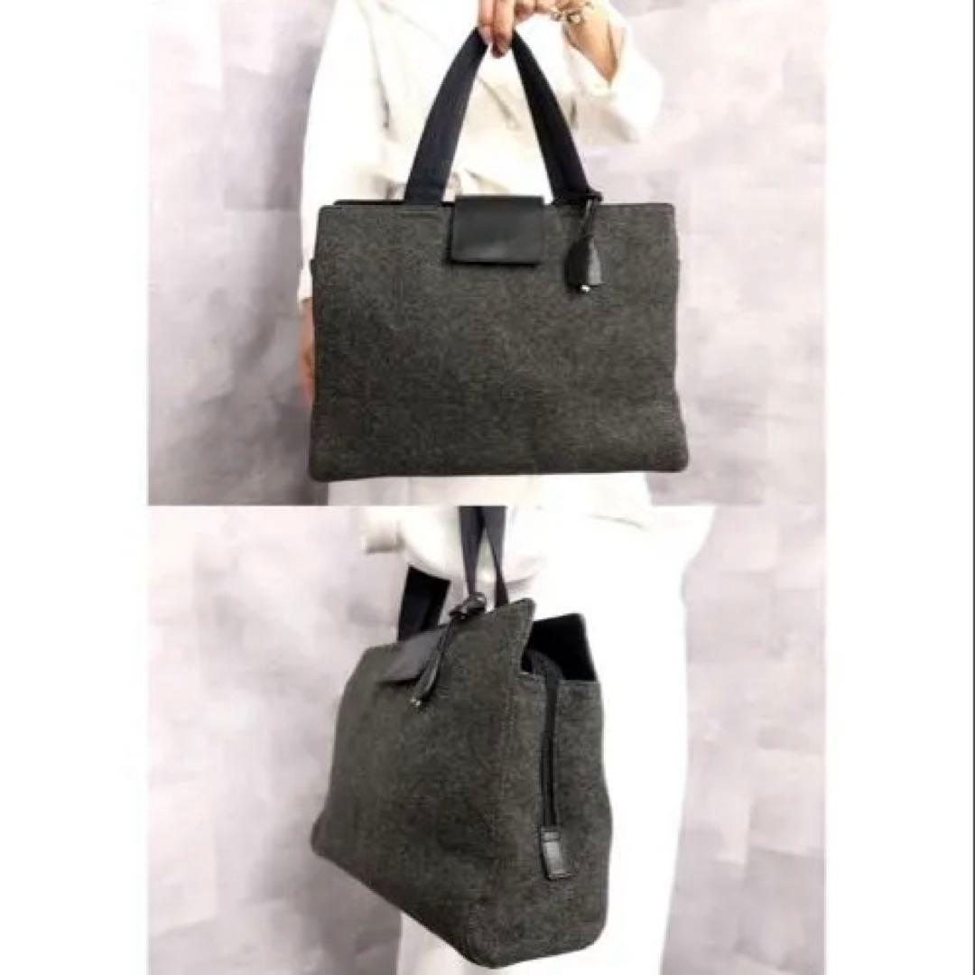 ♥*】様 超美品　PRADA プラダ　三角ロゴ　ウール カーフ レザー 本革　ハ