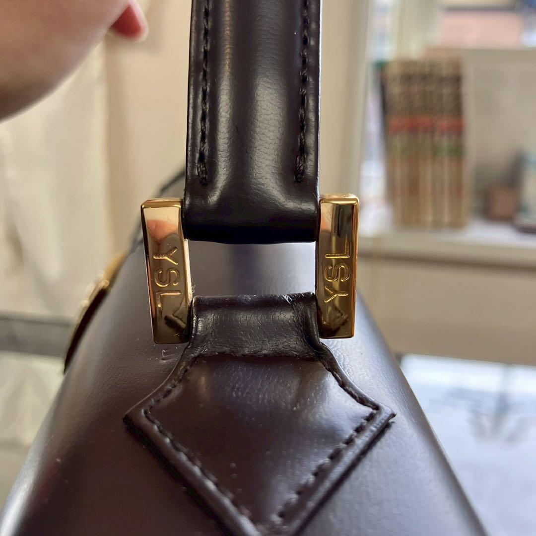 る*る様 未使用　イヴサンローラン　ロゴ金具　ダークブラウン　ハンドバッグ　長期