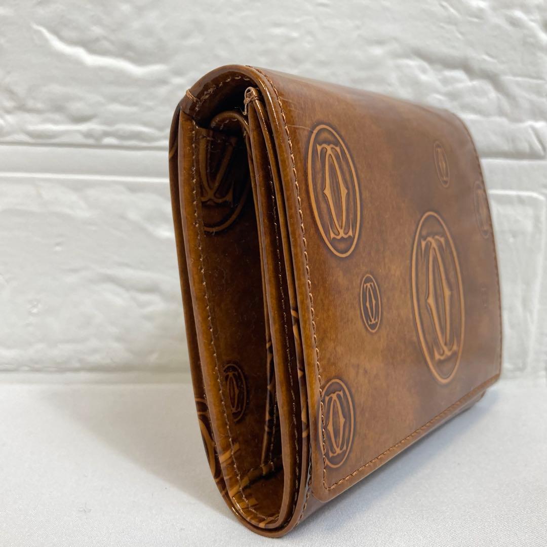 【未使用級】カルティエ　三つ折り財布 ハッピーバースデー ブラウン レザー