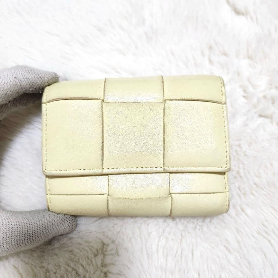 ✨美品　RFID搭載✨ボッテガ　三つ折り　カセット　パステルカラー　イエロー