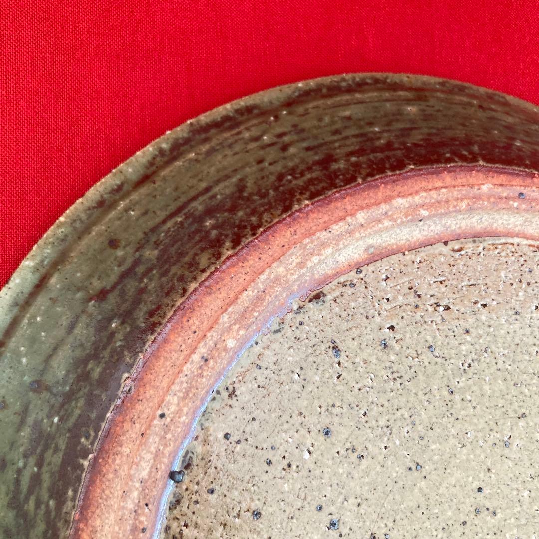 最終値下げ★永見鴻人作　迫力ある 大皿　印花文緑釉板造皿　陶芸　飾り皿　骨董品