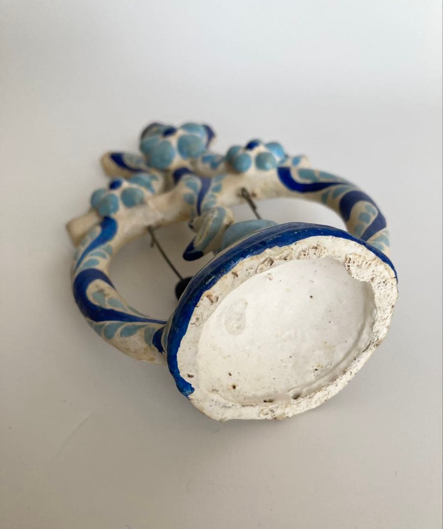 メキシコ民藝 生命の樹 ツリーオブライフ 燭台　ブルー