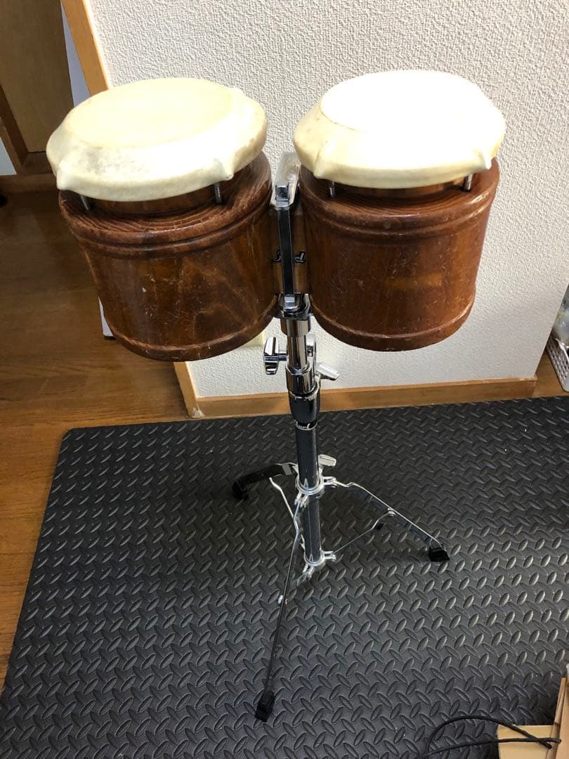パール製、木製ボンゴ 、スタンドセット。