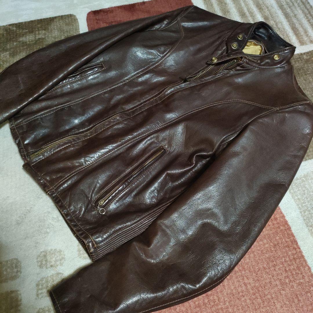 レアモデルSchottシングルライダースヴィンテージ濃茶３６　ダメなら交換も可！