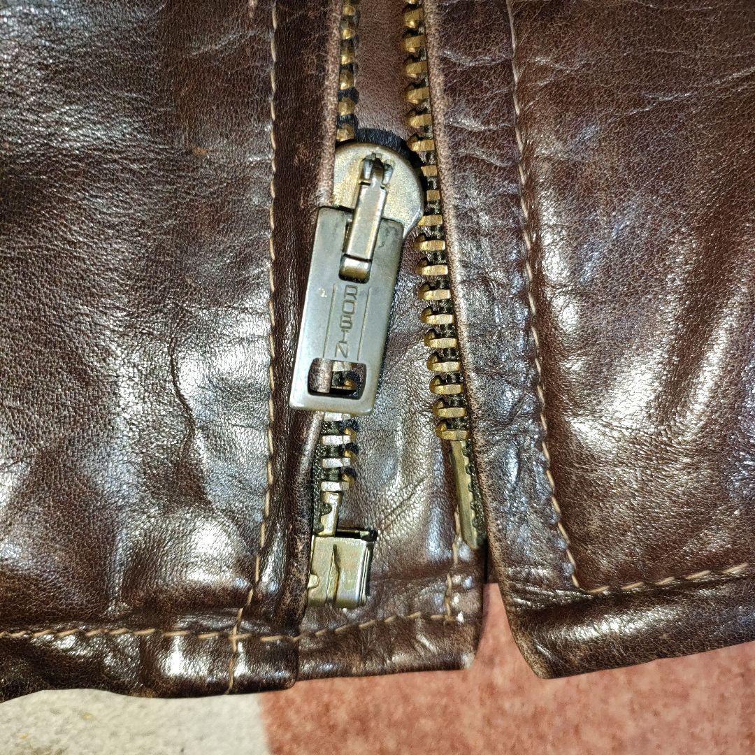 レアモデルSchottシングルライダースヴィンテージ濃茶３６　ダメなら交換も可！