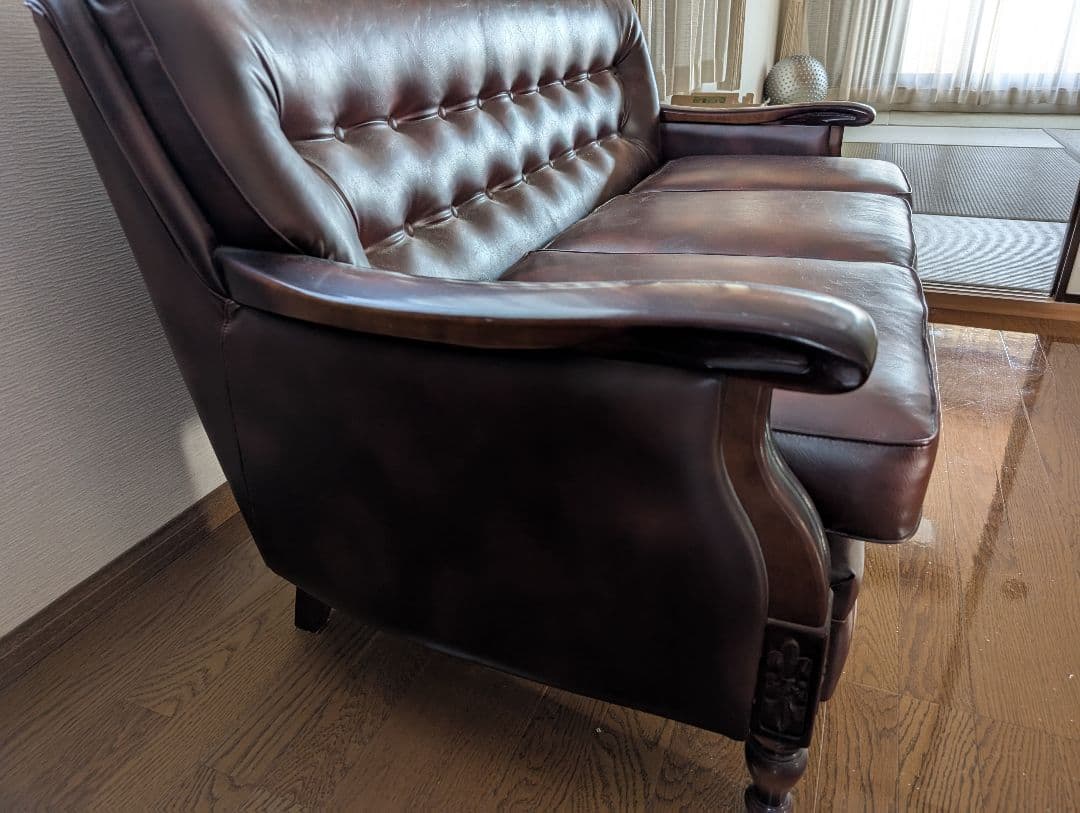 はぴこさん専用　ダークブラウン レザーソファ　メーカーはカリモク