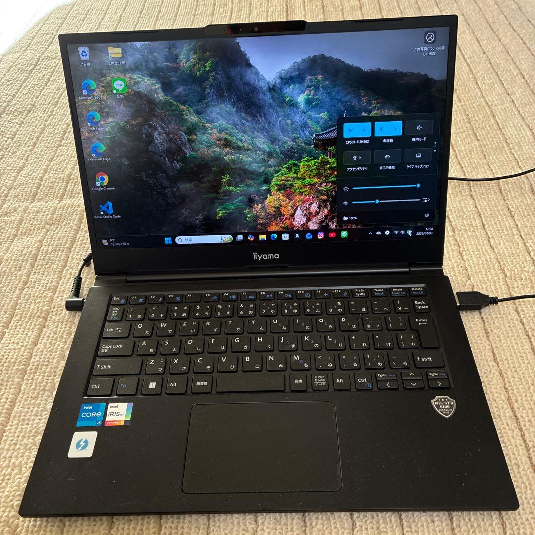 Iiyama ノートPC Windows11Core i5 14インチ ブラック