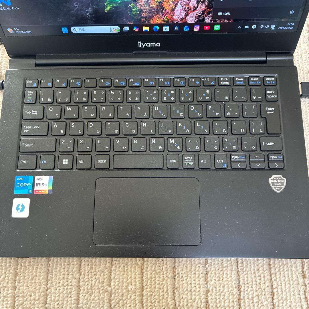 Iiyama ノートPC Windows11Core i5 14インチ ブラック