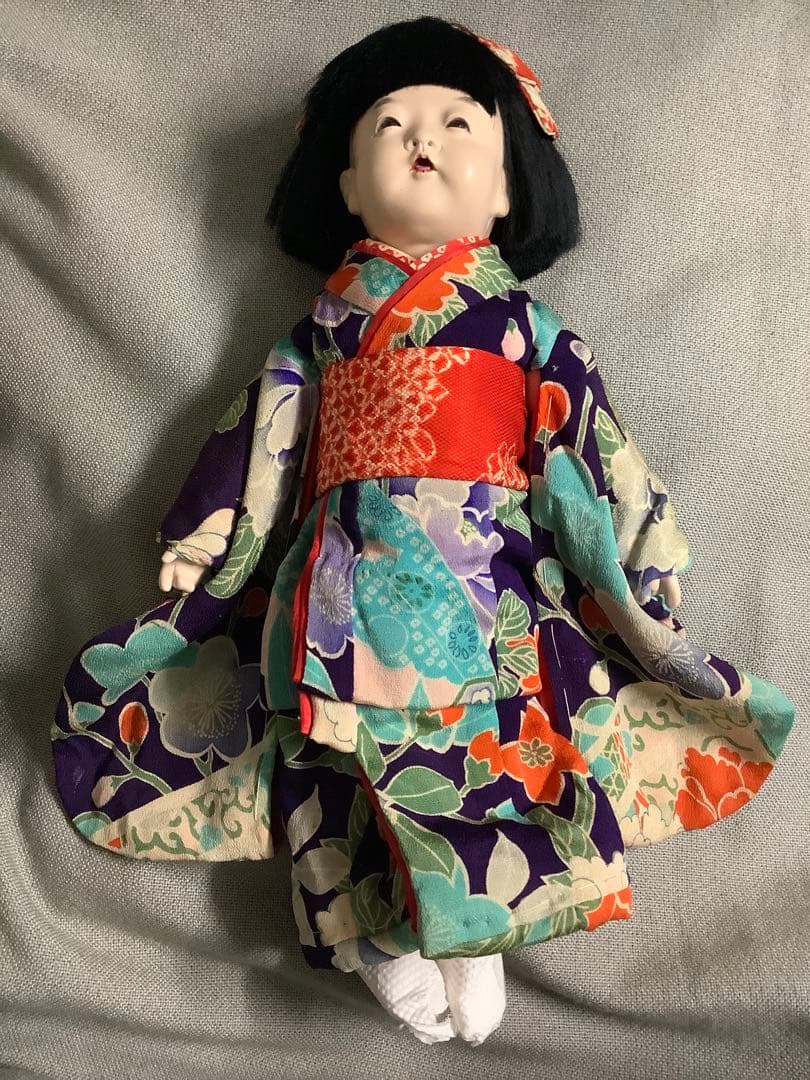 土・日限定セール 再出品 顔・足等に難あり！ 藤村明光 市松人形 約40cm