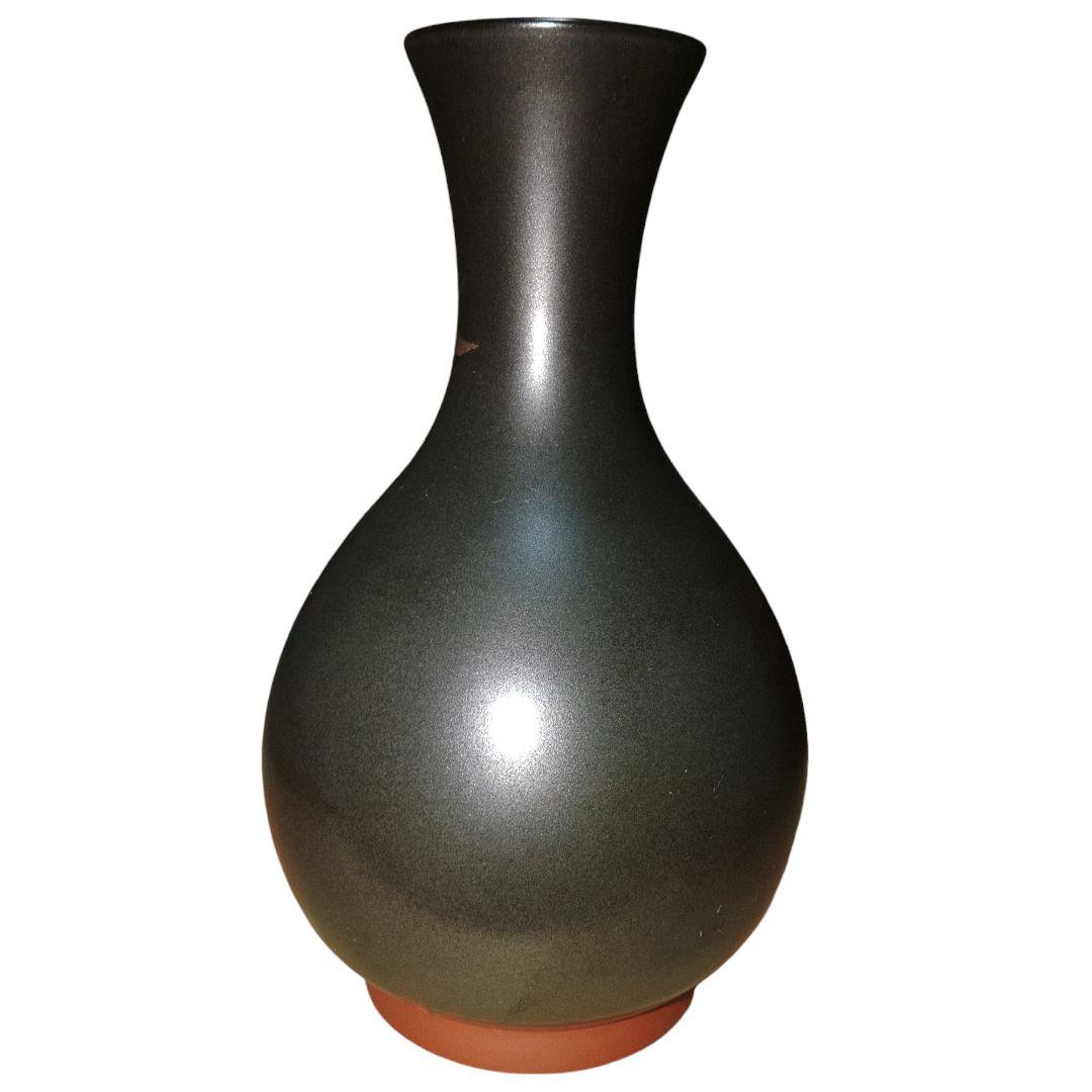 佐渡無名異焼　人間国宝　伊藤赤水　草花文花瓶