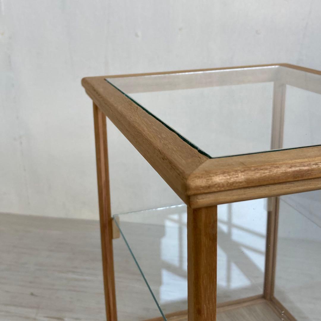 g312 古い木製ガラスケース 2段 卓上ショーケース 扉なし