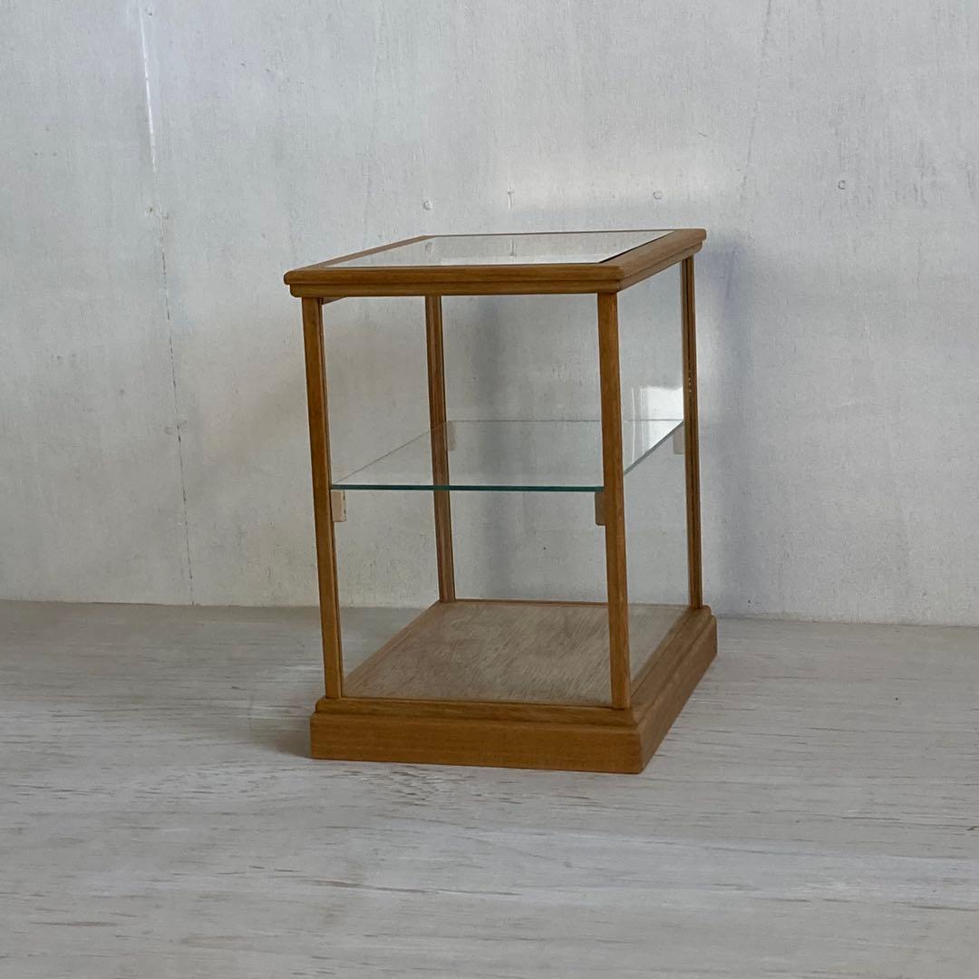g312 古い木製ガラスケース 2段 卓上ショーケース 扉なし