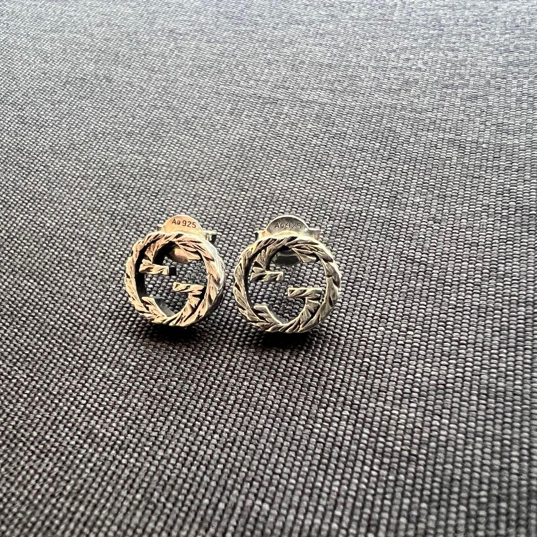 美品✨グッチ インターロッキング アラベスク ピアス 両耳 シルバー 925