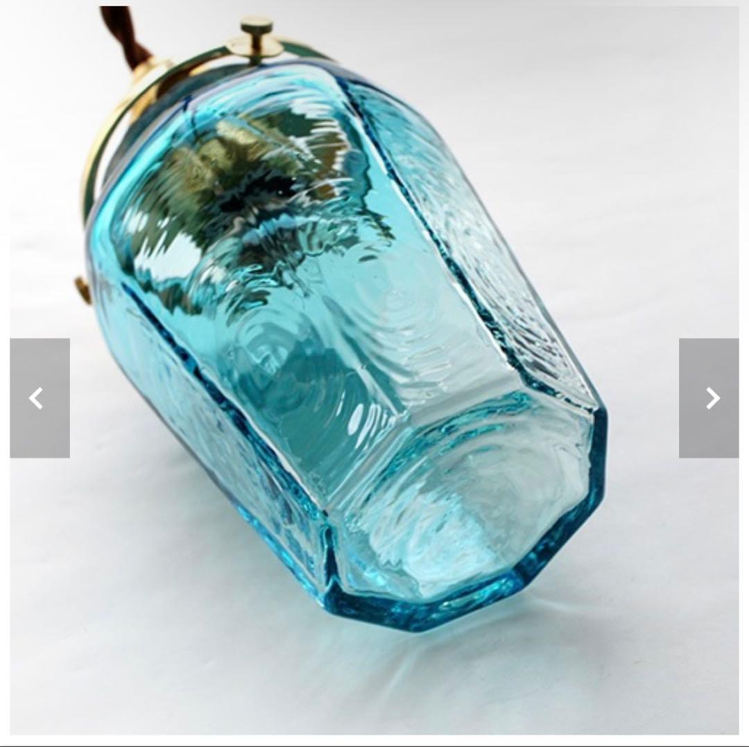 安土草多　ペンダントライト　八角瓶 青