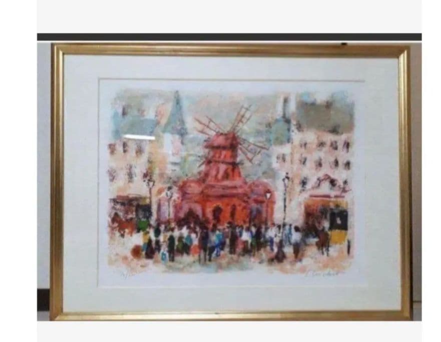 ユルバン　ユシェ　オリジナルリトグラフ　額装　モンマルトルからの風景