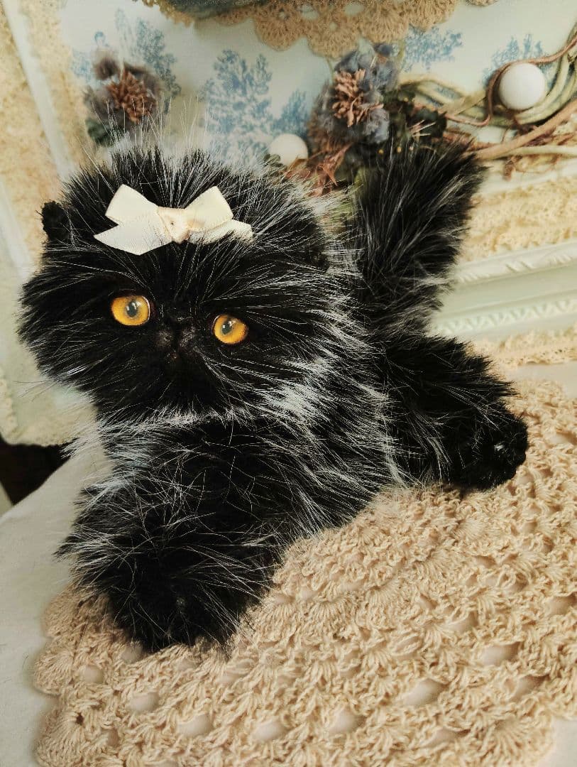 ふわふわ♡黒猫スイーツちゃん♡子猫♡アートドール♡ぬいぐるみ♡