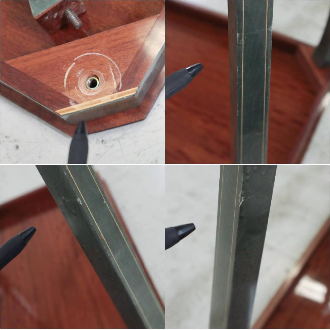 イタリア製クラシカル家具 象嵌細工 猫脚 サイドテーブル グリーン系 鏡面仕上げ