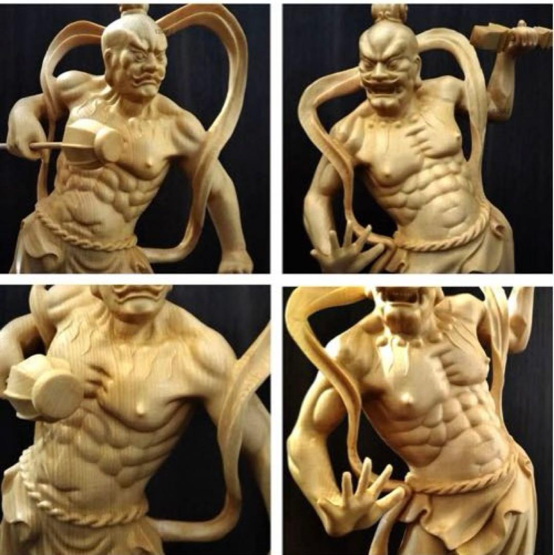 仁王像 置物 金剛力士 木彫り ヒノキ 2種セット 高さ20cm