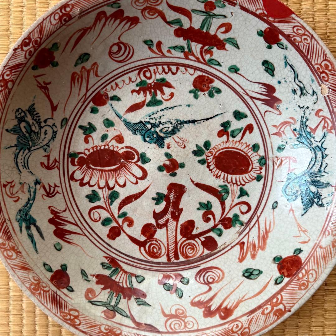 呉須赤絵 大皿 明時代 明朝 南京赤絵 古染付 祥瑞 古美術 中国美術 中国