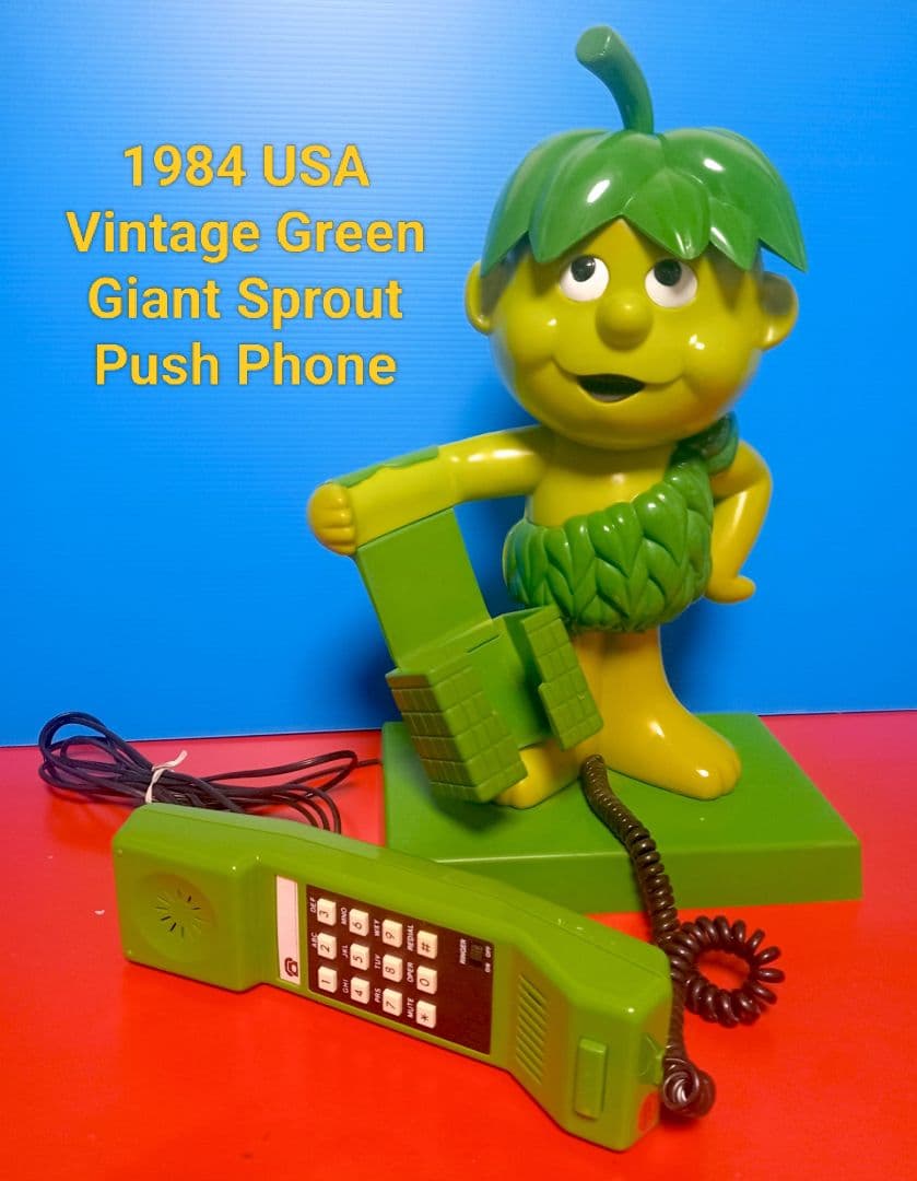 1984 概ね美品 グリーンジャイアントスプラウトプッシュ電話機