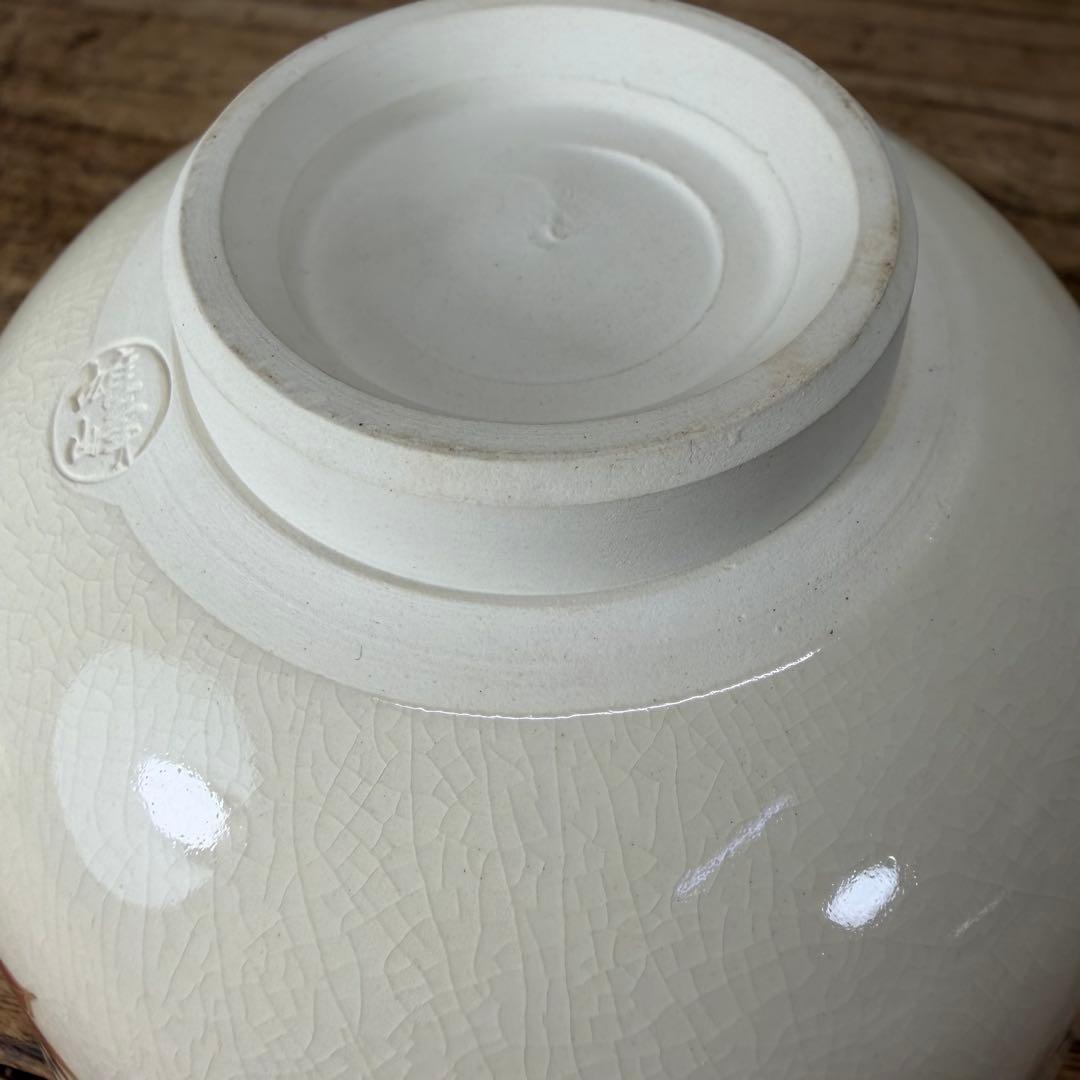 a766 送料込 色絵 竜田川ノ画 脇田雄峰造 在銘 四方桟共箱 茶道具 抹茶碗