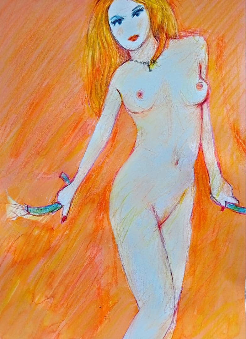 ＃色鉛筆画 女性の裸体