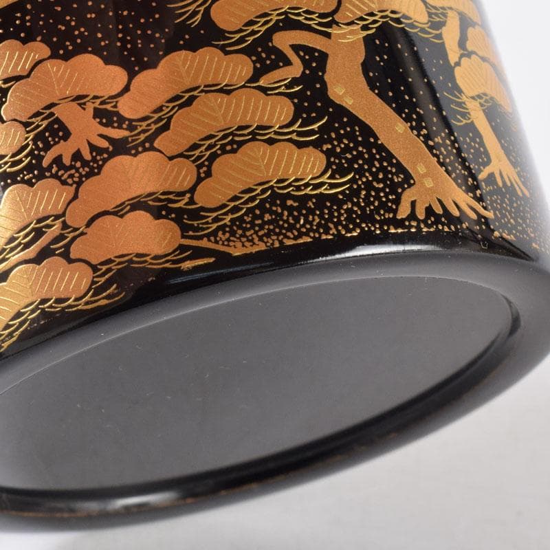 山中漆器　加賀蒔絵師　和田寿峰作　面根来　住吉蒔絵　茶器　共箱　V　8550