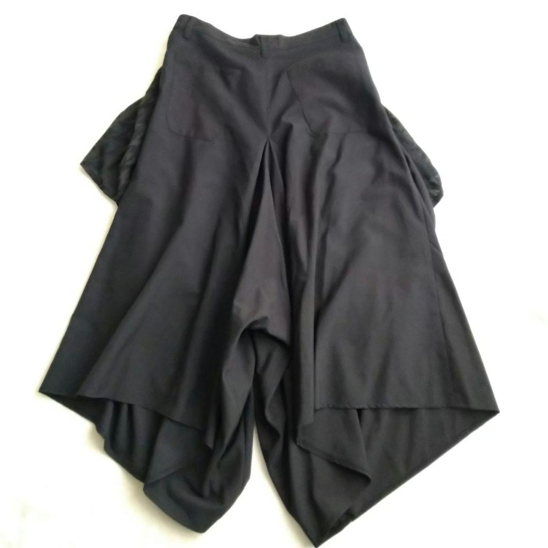 エイチナオト サルエルパンツ ワイドレッグ デザインパンツ チドリ 黒